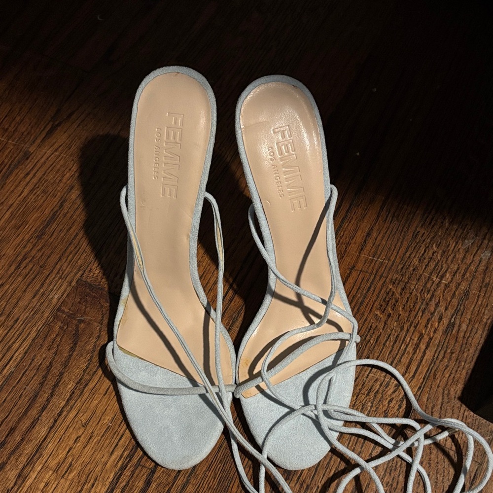 Femme barely there powder blue heels